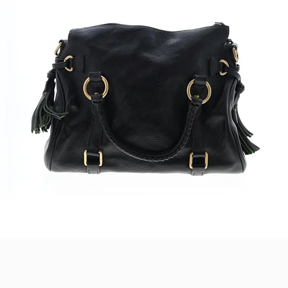 Dooney And Bourke Black Florentine Leather Tassel Satchel Handbag - Picture 1 of 8